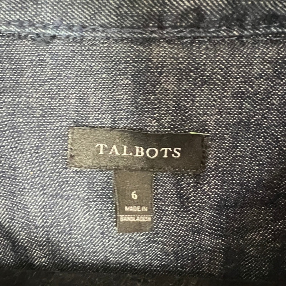 Talbots Denim‎ Popover Shirt Dress Womens 6 Blue Long Sleeve 100% Cotton Pockets - Picture 5 of 8